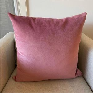 Pink Velvet and Beige Linen Decorative Throw Accent Pillow